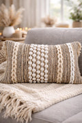 COZYDEKO Decorative Boho-Chic Lumbar Pillow Cover 12x20 Premium Handwoven Tufted Cotton &Wool Accent Pillows, Earthy Color Throw Cushion, Farmhouse & Bohemian Home Decor (Limited Edition Cover Only)