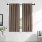 PONY DANCE Decorative Window Drapes - Blackout Thermal Insulated Curtain Draperies Home Decoration Back Tab/Rod Pocket Blackout Curtain Panels for Bedroom, 42-inch by 63-inch, Mocha, Set of 2