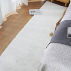 ORINOVA Fuzzy White Machine Washable Runner Faux Rabbit Furry Fur Rugs for Bedroom Plush Runner Rugs for Hallway 2x10 Rectangle Rug Home Décor