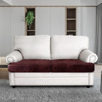 Leather Look Couch Cushion Covers Sofa Seat Slipcovers Sets Couches Furniture Protector for Sectional Armchair Loveseat Pets Kids Stretch Spandex Fabric (2 T-Cushion Loveseat, Burgundy)