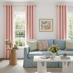 Linen Textured Total Blackout Curtains 72 Inches Long, Blush Pink