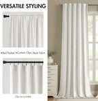 MIULEE Velvet Curtains 96 inches - Luxury Curtains for Bedroom Living Room Thermal Insulated Super Soft Room Darkening Window Drapes Rod Pocket & Back Tab, White, W52 x L96 inches, 2 Panels