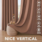 H.VERSAILTEX Bedroom Curtains Blackout Linen Blackout Curtains 84 Inches Long, 100% Blackout Thermal Textured Linen Look Curtain Draperies Grommet with White Liner, 2 Panels, Washed Spice