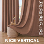 H.VERSAILTEX 100% Blackout Curtains for Bedroom Thermal Insulated Linen Textured Curtains Heat and Full Light Blocking Drapes Living Room Curtains 2 Panel Sets, Washed Spice, 52x72 Inch