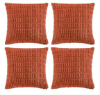 Fancy Homi 4 Packs Boho Burnt Orange Fall Decorative Throw Pillow Covers 24x24 Inch for Couch Bed Sofa, Rustic Modern Farmhouse Home Decor, Soft Plush Corduroy Cute Square Cushion Case 60x60 cm