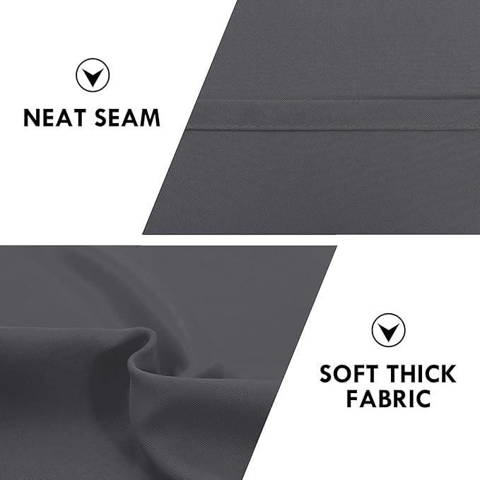 DWCN Blackout Curtains for Bedroom 52 x 63 Inch Long Dark Grey 2 Panels