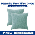 MIULEE Soft Chenille Throw Pillow Covers Aqua Green 18x18 Inch Pack of 2