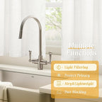 LAMIT Ivory White Linen Curtains 48 Inch Length for Bedroom, 2 Panels