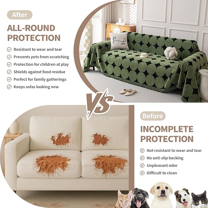 KaviKon Couch Cover for Sofa, Boho Sofa Covers Washable 3 Cushion for Dogs