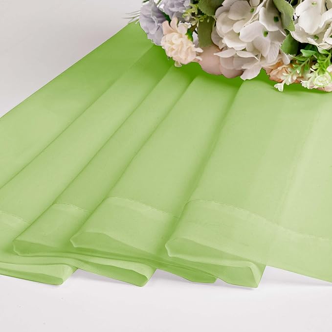 OWENIE Short Lime Sheer Curtains 30 Inch Length 2 Panels Set, Kitchen Curtains Tiers Light Filtering Rod Pocket Cafe Curtain for Basement Bathroom Small Half Window, 42" W x 30" L, Lime