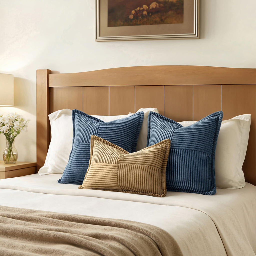 MIULEE Decorative Throw Pillow Covers for Couch 12x12 Inch Blue 2 Pack