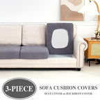 Couch Cushion Covers Seat Cushion Cover Stretch Couch Cover Separate Sectional Sofa Slipcovers Furniture Protector(3 Pieces for Seat or Sofa Backrest, Light Grey)