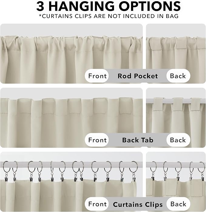 Deconovo Blackout Curtains for Bedroom, Living Room Curtains 63 Inches Long