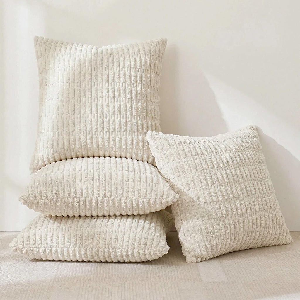 Fancy Homi 4 Packs Decorative Throw Pillow Covers for Living Room Couch Bed, Modern Farmhouse Boho Home Décor Accent Cushion Case, 26" x 26", Cream