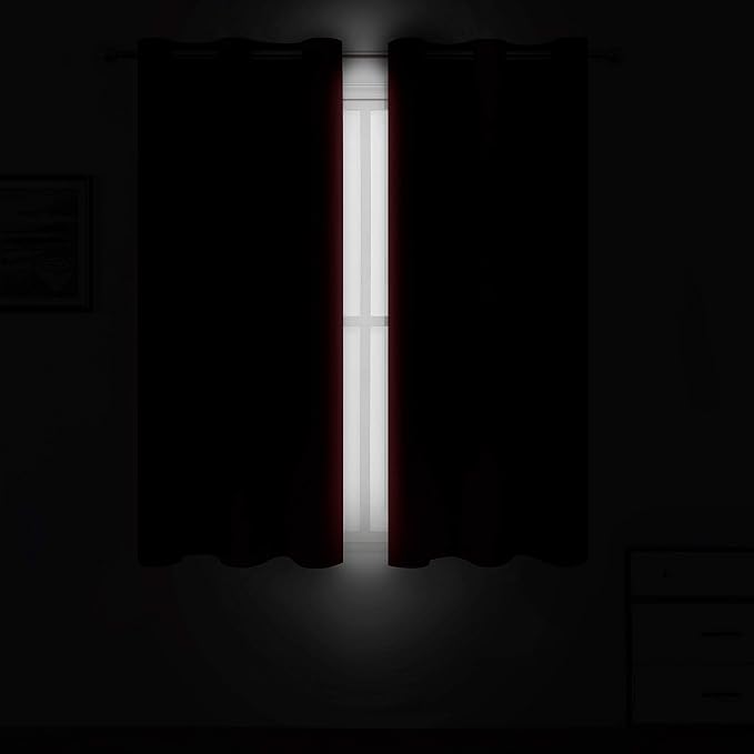 LEMOMO Red Thermal Blackout Curtains/38 x 54 Inch/Set of 2 Panels Room Darkening Curtains for Bedroom