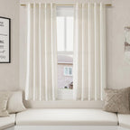 Nanspring 60 Inch Length Linen Curtains Cream Semi Sheer Light Filtering Back Tab and Rod Pocket Neutral Curtains for Bedroom Living Room 34 x 60 Inch,2 Panels
