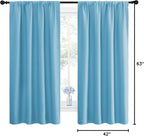 NICETOWN Kitchen Blackout Curtains Panels - Window Treatment Thermal Insulated Room Darkening Rod Pocket Drapes for Bedroom (Teal Blue, Set of 2, 42 by 63 inches Long)