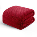 Exclusivo Mezcla Soft Waffle Fleece Bed Blanket Twin XL Size, Deep Red