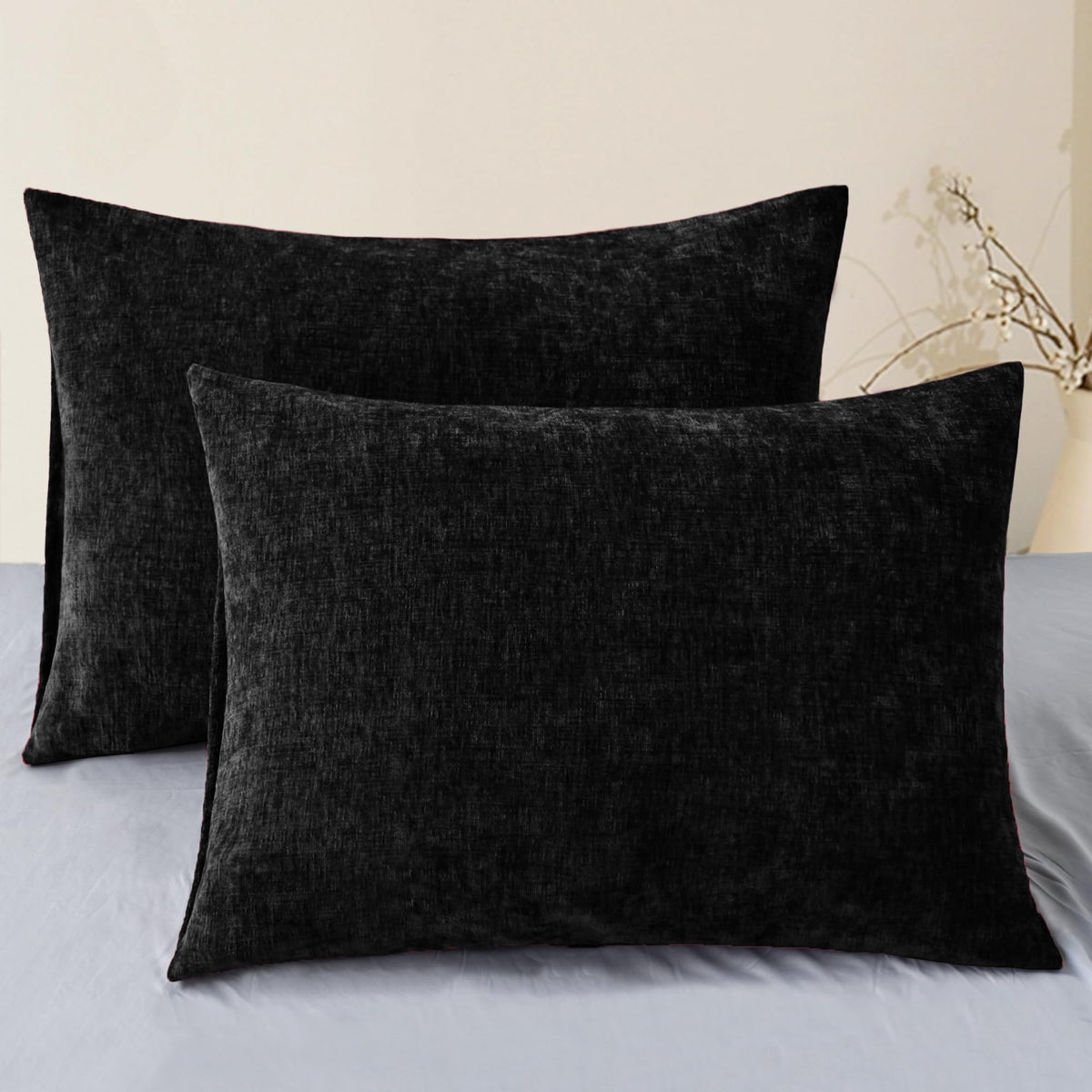 CaliTime Decorative Standard Throw Pillow Covers 26 X 20 Inches True White