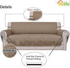 Easy-Going 4 Seater Sofa Slipcover Reversible Sofa Cover Water Resistant Couch Cover with Foam Sticks Elastic Straps Furniture Protector for Pets Children Dog Cat (XX-Large, Beige/Beige)