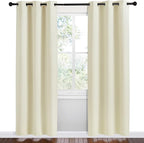 NICETOWN Kitchen Curtains for Decoration, Beige, 2 Panels, W42 x L78 inches, Thermal Insulated Grommet Room Darkening Draperies/Panels for Laundry