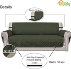 Easy-Going Reversible Couch Cover for 3 Cushion Couch Sofa Cover for Dogs Water Resistant Furniture Protector Cover with Foam Sticks Elastic Straps for Pet Cat (Sofa, Army Green/Beige)