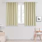 Deconovo Blackout Curtains, Thermal Insulated, W52 x L54 2 Panels, Back Tab, Machine Washable, Room-Darkening Drapes for Bedroom/Living Room Beige