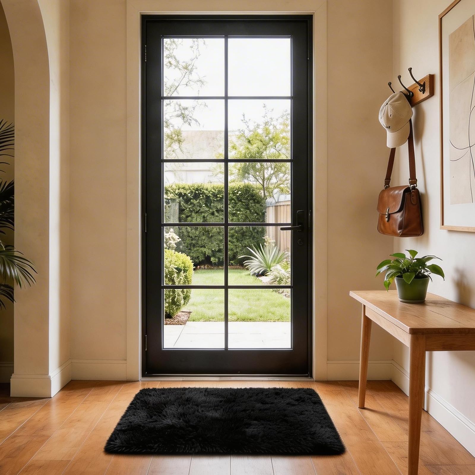 Ophanie Small Black Entryway Throw Rugs for Bedroom, 2x3 Mini Area Rug, Affordable Non Slip Fluffy Carpet, Fuzzy Soft Living Room Rug, Home Decor Aesthetic, Nursery