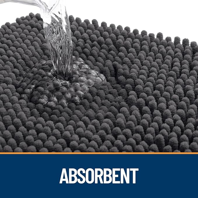 OLANLY Dog Door Mat for Muddy Paws 54x24, Paw Print Design Chenille Mud Mat
