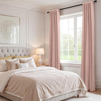 100% Blackout Shield Linen Blackout Curtains for Bedroom 84 Inches Long, Back Tab/Rod Pocket Living Room Drapes, Thermal Insulated Blackout Curtains 2 Panels Set, 50" W x 84" L, Blush Pink
