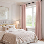 Faux Linen Total Blackout Curtains for Bedroom 102 Inch Long Blush Pink