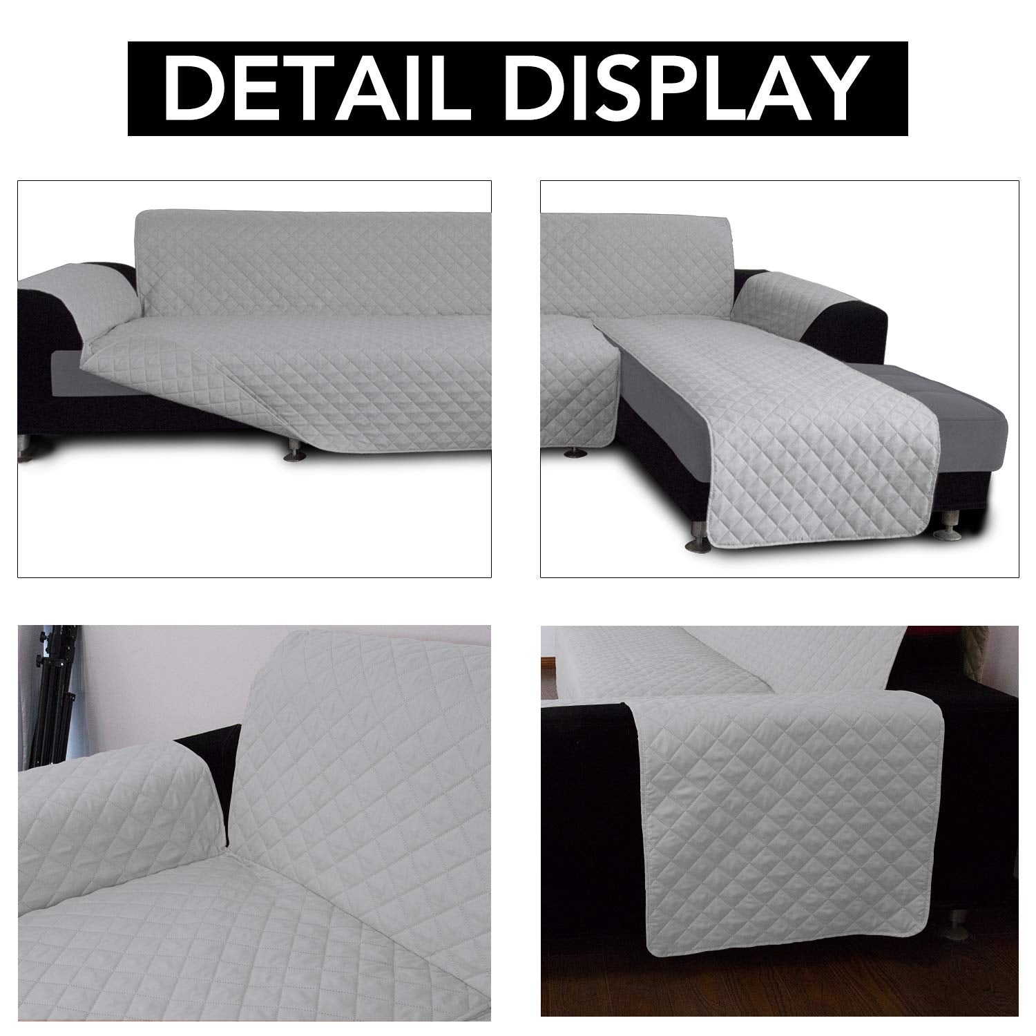 Easy-Going L Shape Sofa Slipcover - Reversible Couch Cover - Furniture Protector for Pets - Small, Light Gray