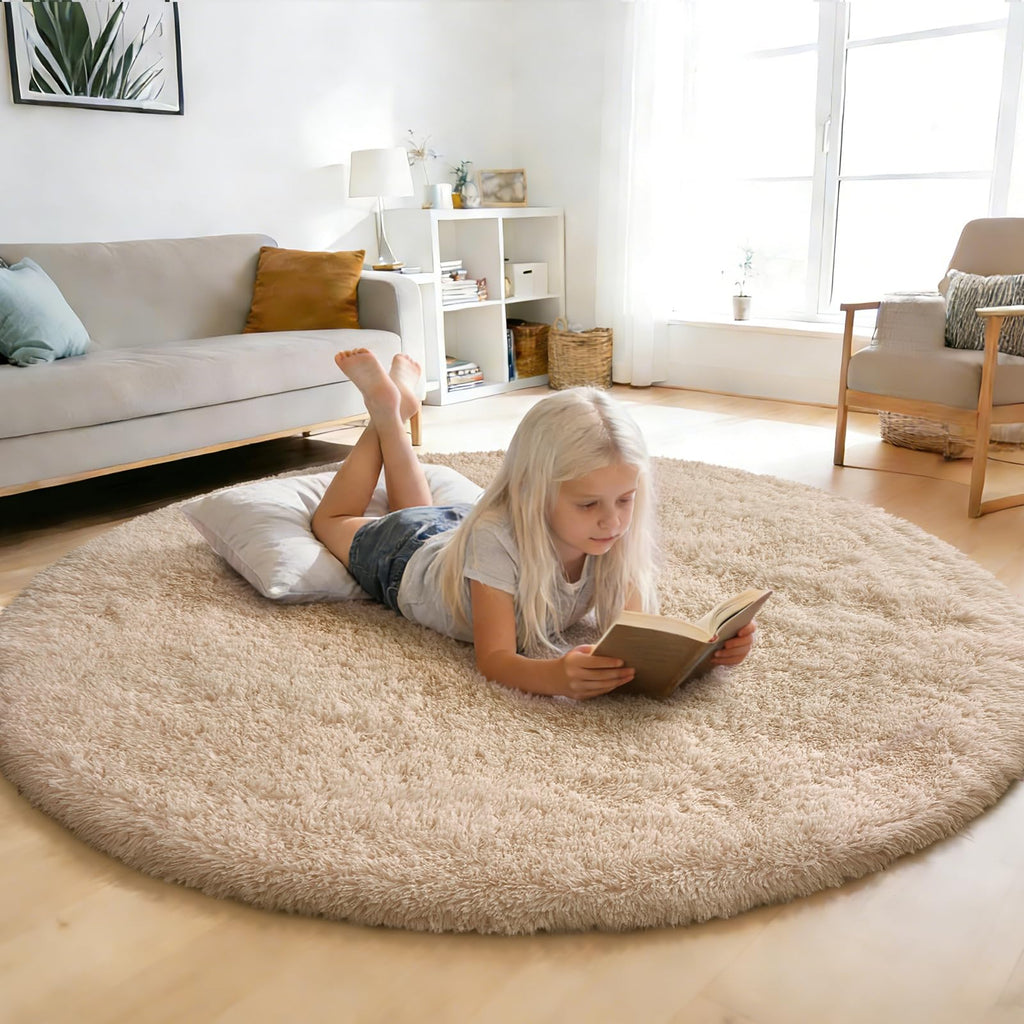 yulidayang 6x9 Fluffy Area Rug for Living Room,Shag Rugs for Bedroom,Tie-Dyed Beige