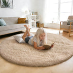 yulidayang 6x9 Fluffy Area Rug for Living Room,Shag Rugs for Bedroom,Tie-Dyed Beige