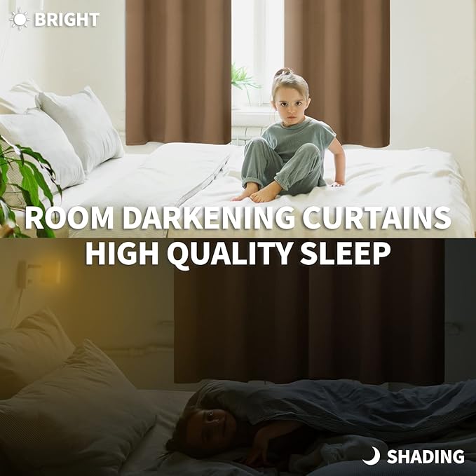 BGment Blackout Curtains for Living Room - Grommet Thermal Insulated Room Darkening Curtains for Bedroom, 2 Panels of 52 x 45 Inch, Taupe