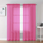 Chyhomenyc Hot Pink Sheer Curtains 72 Inch Length 2 Panels, Light Filtering Soft Airy Rod Pocket Voile Window Curtain Drapes for French Door Bedroom Living Room, Each 42Wx72L