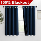 NICETOWN 100% Blackout Blinds, Set of 2, 46 inches x 45 inches, Laundry Room Decor Window Treatment Curtains for Large Patio Sliding Door, Thermal Insulated Moroccan Blue Curtains for Bedroom