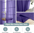 Ebesto Purple Sheer Curtains for Window 72 inches Long 2 Panels Set, Soft Airy Modern Light Filtering Sheer Curtains for Living Room Bedroom, Dual Rod Pocket Solid Window Drapes, 2x42Wx72L inches