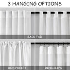 White Semi Sheer Linen Curtains 72 inch Length for Living Room Back Tab Rod Pocket Modern Farmhouse Coastal Decor Off White Cotton Textured Gauze Curtains 72 inches Long for Dining Room Office