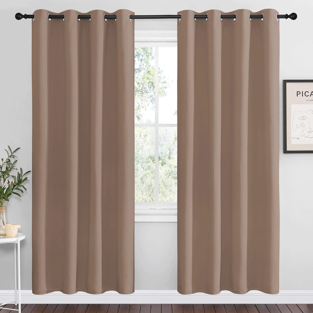 NICETOWN Cappuccino Blackout Curtains for Kitchen 55" w x 78" L 2 Panels