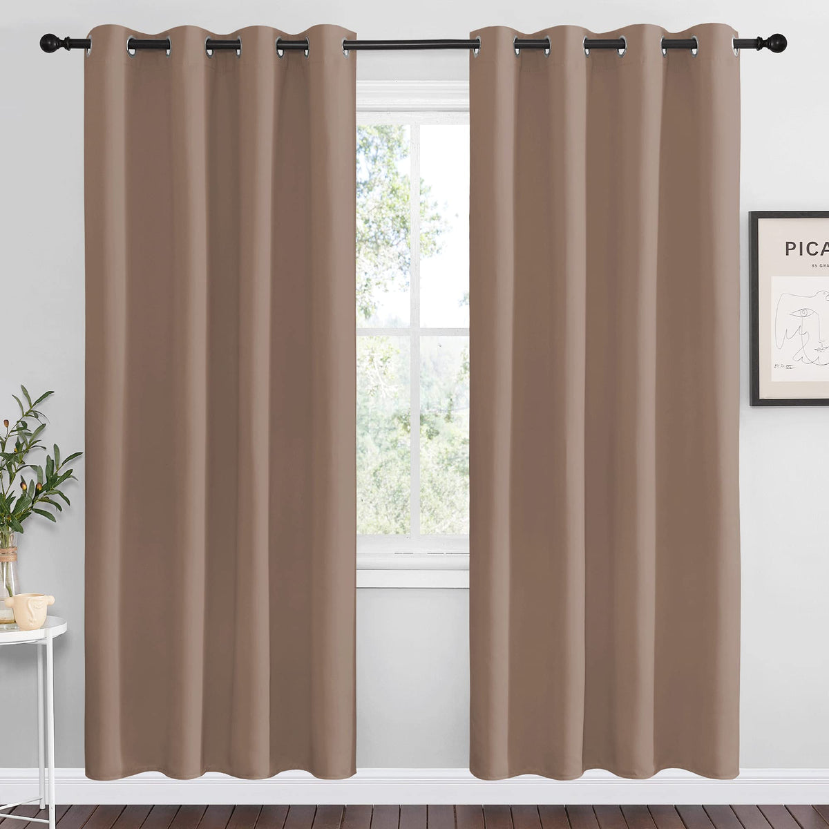 NICETOWN Cappuccino Blackout Curtains for Kitchen 55" w x 78" L 2 Panels