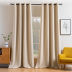 MIULEE Beige Blackout Bedroom Curtains Drapes 96 Inch Long 52"x96"