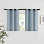 NICETOWN Linen 36 inch Curtains for Kitchen Window, Grommet Thick Flax Linen Stone Blue Small Window Treatments Privacy Assured with Light Filtering for Cafe/Kids Room, W42 x L36, 2 Panels