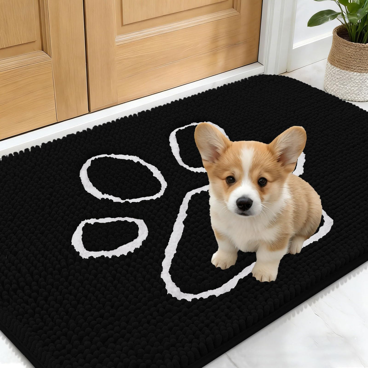 OLANLY Dog Door Mat for Muddy Paws 24x16, Super Absorbent Chenille Mud Mat