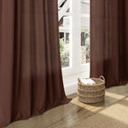 Extra Long Rustic Brown Linen Curtains 120 Inch for Living Room 2 Panels Set Rod Pocket Back Tab Light Filtering Semi Sheer Linen Window Drapes Privacy High Ceiling Drapes for Farmhouse 52x120