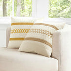 MIULEE Set of 2 Mustard Yellow Boho Decorative Pillow Covers 20x20 Inch