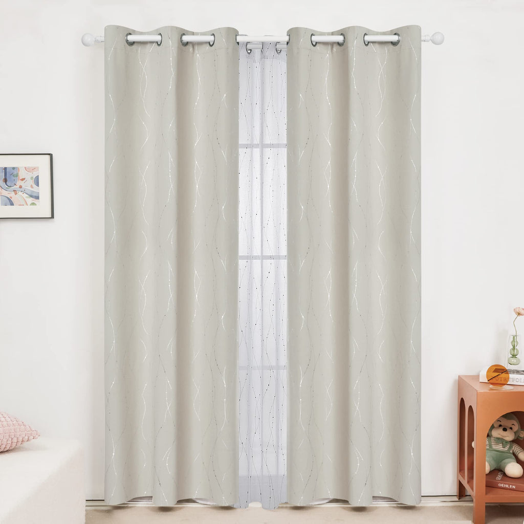Deconovo Living Room Curtains 84 Inches Long, Blackout Curtains for Bedroom