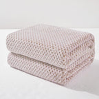 Exclusivo Mezcla Fleece Throw Blanket Extra Large, Super Soft and Warm Blankets for Couch, Sofa and Bed Waffle Textured, Cozy, Fuzzy and Lightweight (Heather Camel, 50x70 Inches)