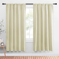 NICETOWN Living Room Curtains, Home Decorations Thermal Insulated Solid Rod Pocket Blackout Drapes for Cafe (Beige, One Pair, 52 x 72-inch)