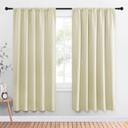 NICETOWN Living Room Curtains, Home Decorations Thermal Insulated Solid Rod Pocket Blackout Drapes for Cafe (Beige, One Pair, 52 x 72-inch)